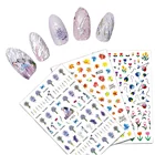 Nail Stickers In Stock New Custom European American Butterfly Letters Flower Cactus Nail Decal 3D Nail Stickers