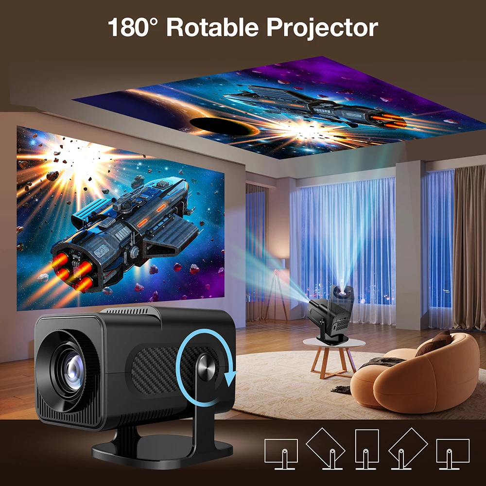 HCS350Professional Game Projector1080P 240 ANSI Allwinner H713Android11Portable overhead projector，With Game Projector and Game Paddle Console