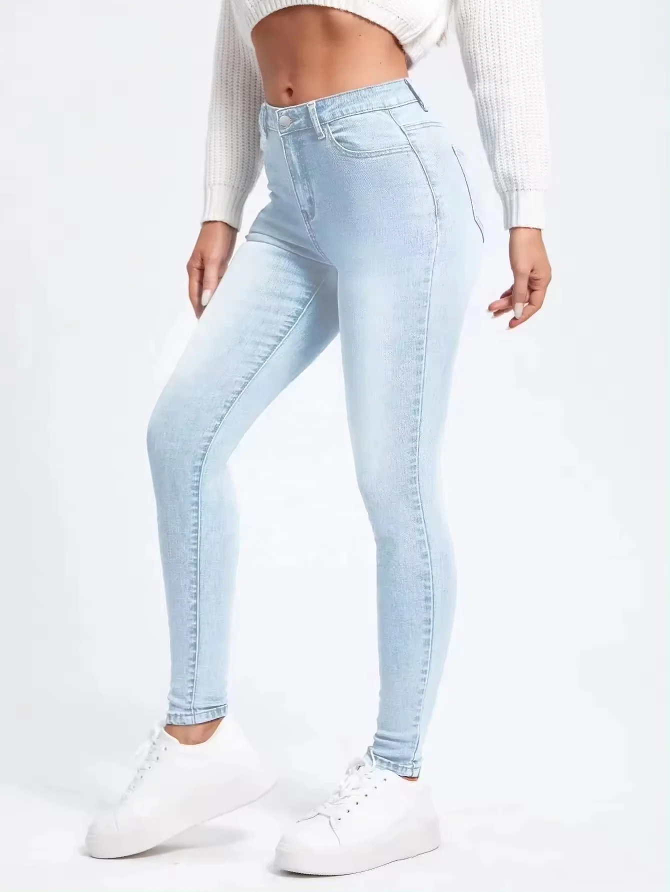 New Arrivals Plus Size Women Jeans High Waist Blue Denim Pencil Stretch Skinny Jeans Womens