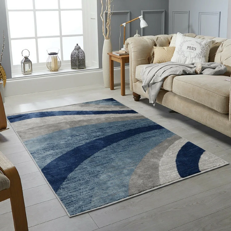 Modern Small & Large Living Room Rugs  Blue Navy Bedroom Rug Cheap Carpet Mat 