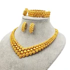 Set Wedding Ring 24K Gold Women's Jewelry Set Bridal Wedding Necklace Earring Ring Bracelet Four-piece Set