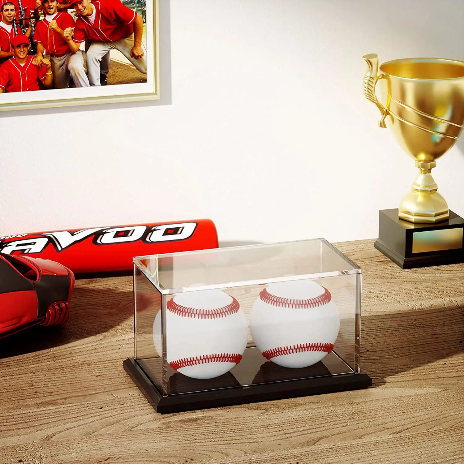NIUBEE Baseball Display Case Acrylic Material and UV Protection Memorabilia Ball Storage Case for Official Size Ball. Clear Cube Baseball Display Box with Black Base 