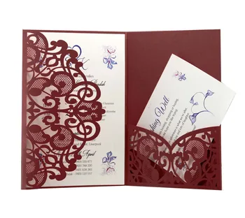 Custom Logo Printing Paper Invitation Card Packaging envelopes Luxury Hollow Out laser cut Wedding Invitations