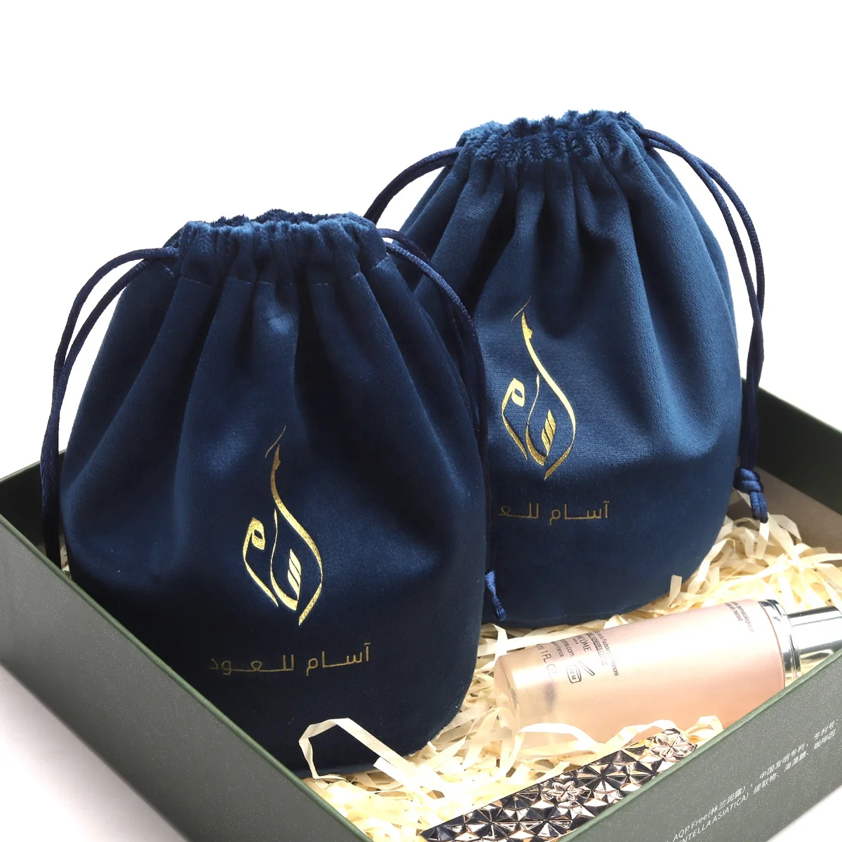 Custom Logo Printed Round Bottom Velvet Drawstring Aromatherapy Candles Cup Packing Bag Luxury Velvet Gift Pouch For Candle