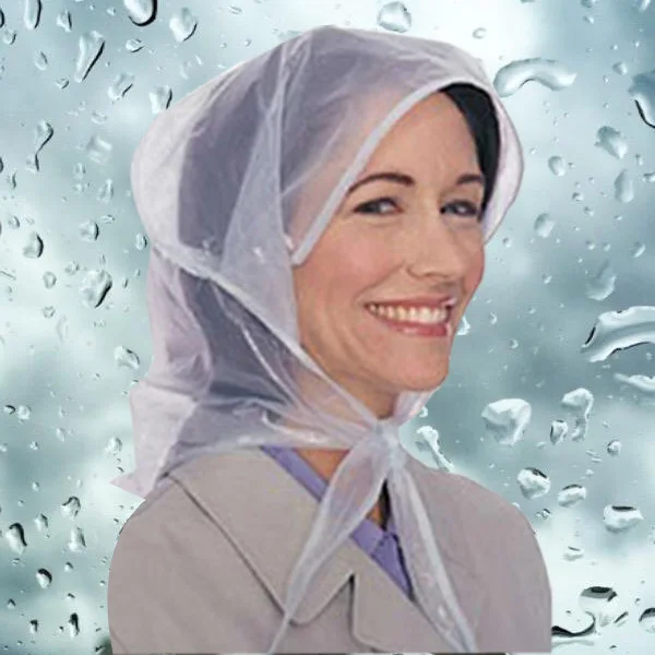 DD1973  Europe Clear Scarf Rain Hat Wear Plastic Full Cut Visor & Netting for Lady Women Waterproof Rain Bonnet