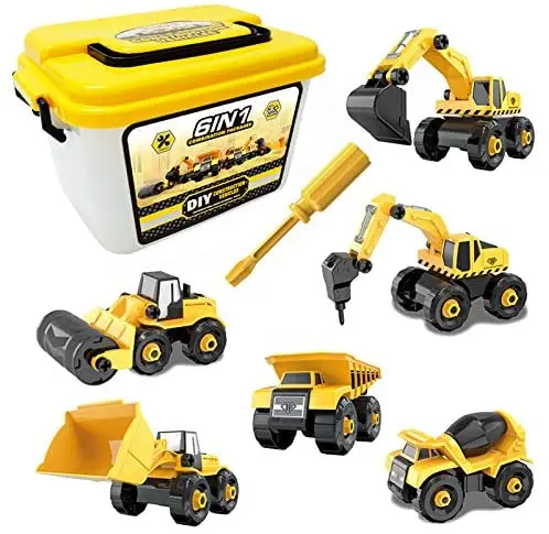 Take Apart Truck Construction Vehicles Set 6 in 1- Excavator Toys