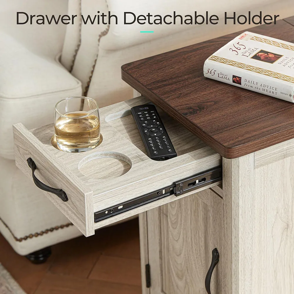 Modern Style Narrow Bedside Table with Charging Station Drawer Sofa Side Table for Bedroom & Living Room Feature Storage manufacture