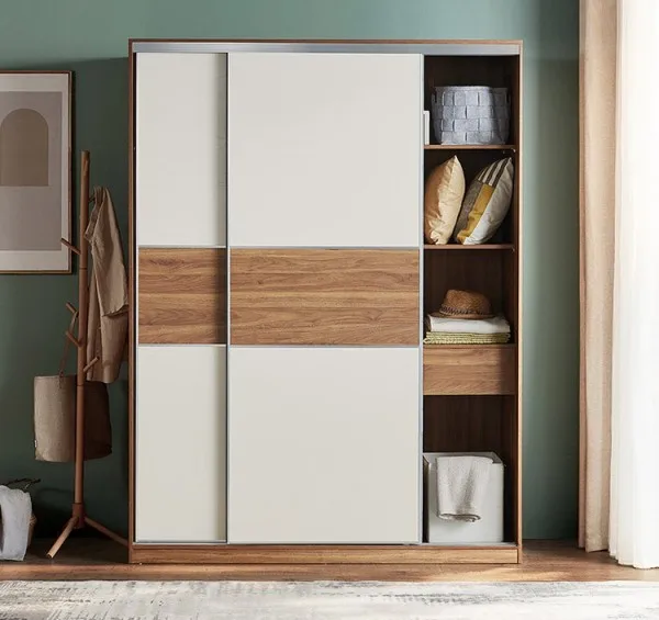 Modern simple Nordic style push-pull wardrobe Family bedroom minimalist style storage wardrobe