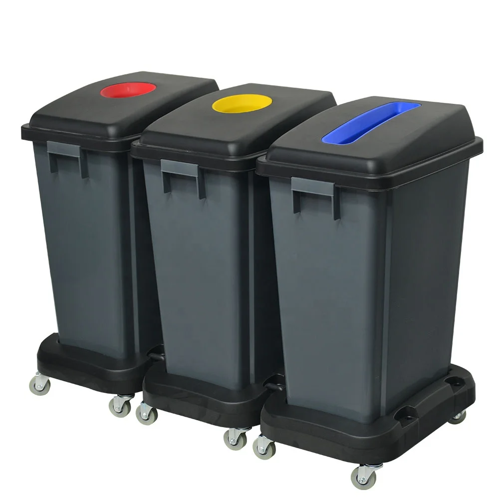 60L Plastic inner bucket 16 Gallon 3-Compartment Trash and Recycling Bin