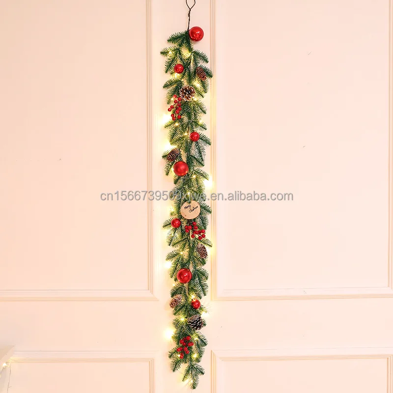 product 2025 online hot sale led lights decorated with copper wire 4pcs set of christmas wreath and garland for festive decorations-7