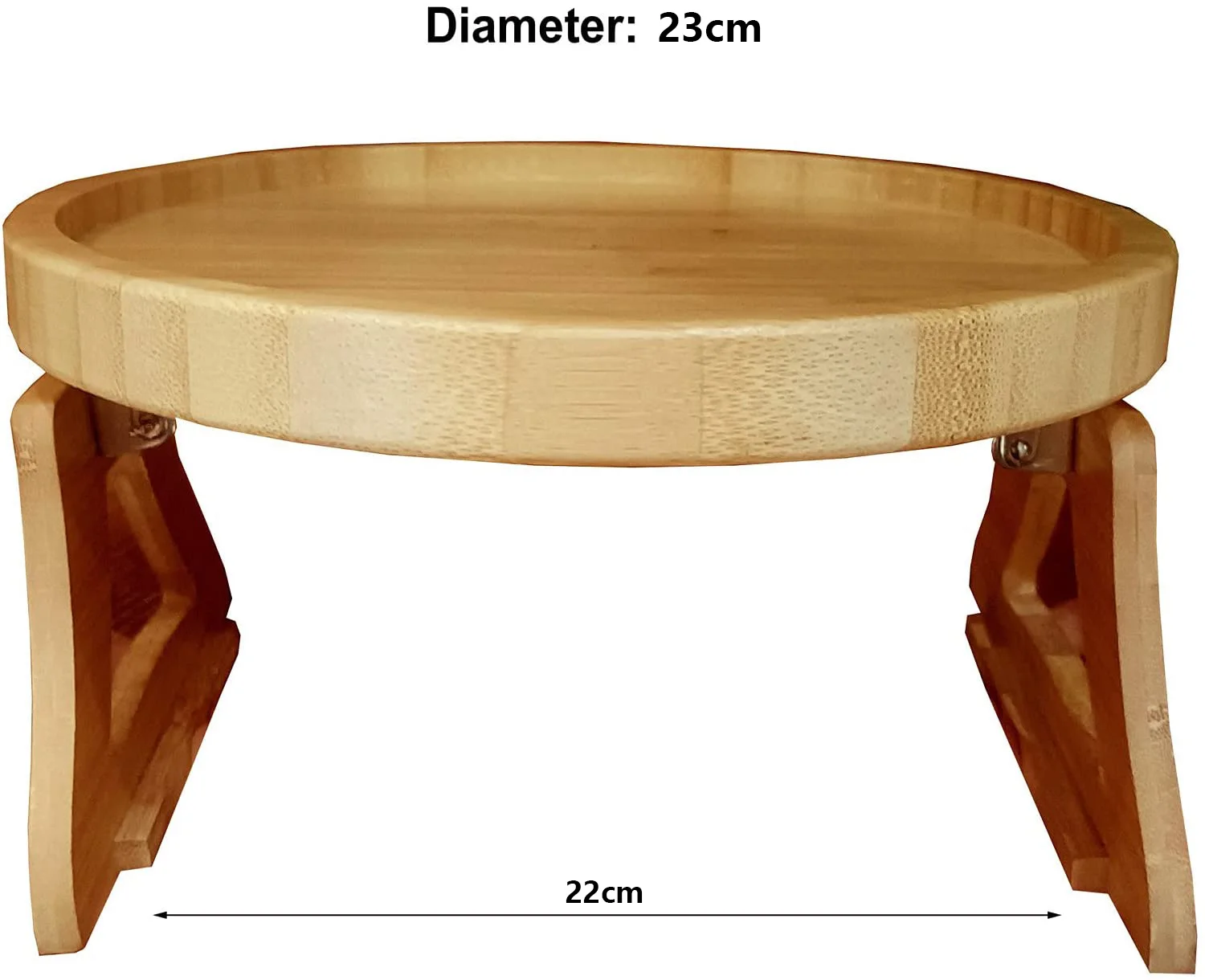Customized Round Adjustable Mesa Wooden Sofa Tray Table Clip On Bamboo Sofa Tray Table Armrest Sofa Arm Tray For Wide Couches