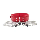 Tools Sex Mature PU BDSM Restraint Neck Collar With Nipple Clamps Restrain Tools For SEX