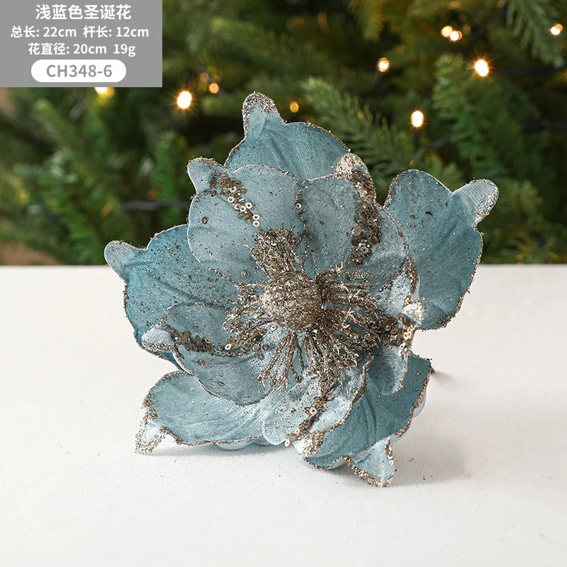 22cm Artificial Christmas Flower Artificial Decoration Poinsettia Large Tree Glitter Poinsettias Christmas Flowers