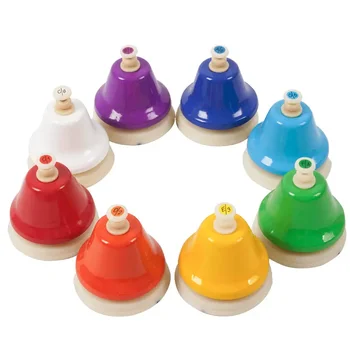8 Note Diatonic Metal Bells Musical Colorful Bells Hand Bell Set for Kids Children and Toddles