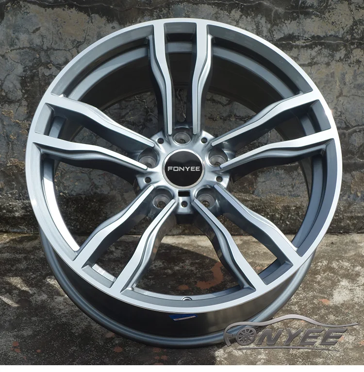 F80E209 Fonyee alloy wheel auto popular 22 inch 10/11j 5 holes 5X120 quality black machine face gun-grey car rim in stock