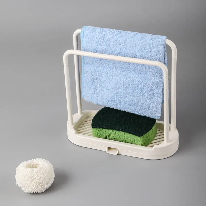 2 In 1 Towel Storage Shelf With Drain Kitchen Sink Sponge Holder Soap Sponge Drain Rack Holder