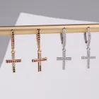 Hoop 2021 Fashional Cross Design Hot Selling Multicolor Shiny Rainbow Hoop Earrings Gold Plated