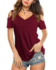 Summer Women Shirt Summer Sexy Short Sleeve Off Shoulder Blouses Women Lady Breathable Cotton V Neck T Shirt