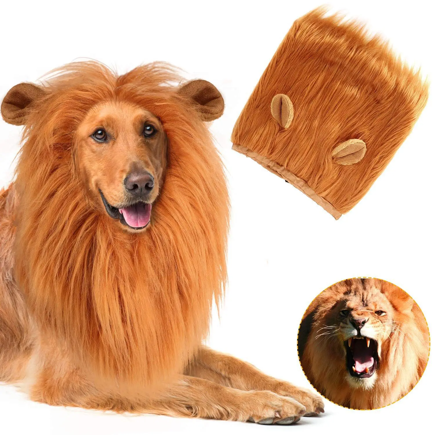 Pet Costume Lion Mane Wig For Dog Cat Halloween Dress Up With Ears - Buy  Manufacturer Oem Pet Wig Lion Mane Costume For Small Large Dogs Festival  Party Fancy Hair Dog Clothes,Lion