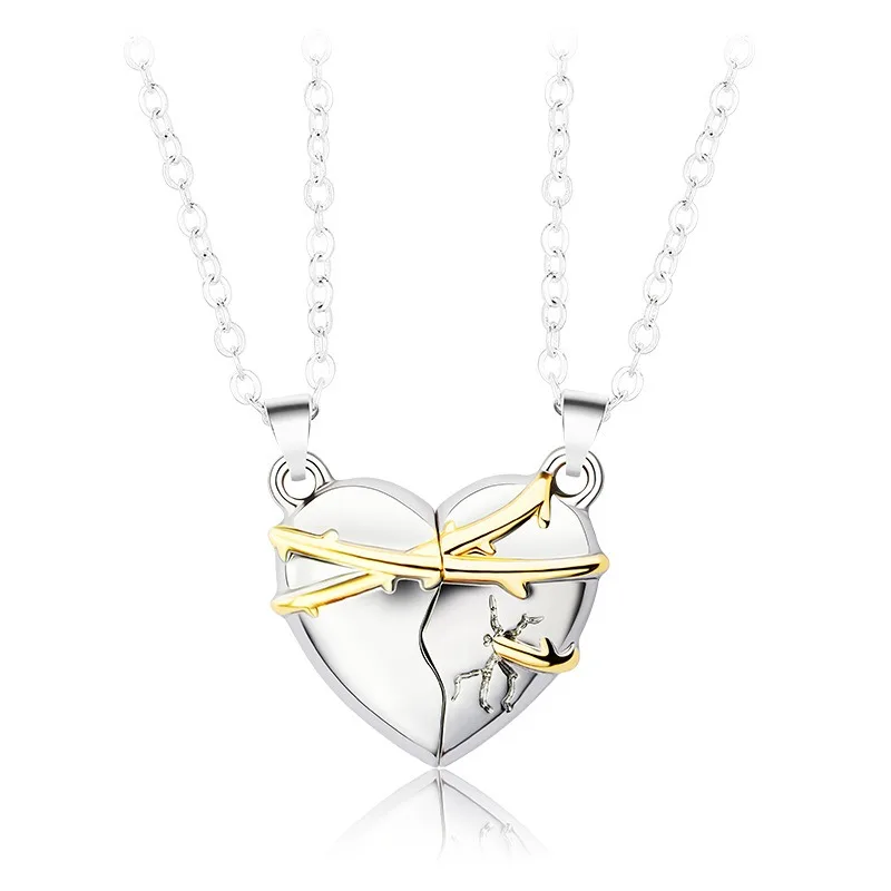 Couple Necklace 18k Gold Magnet Heart 