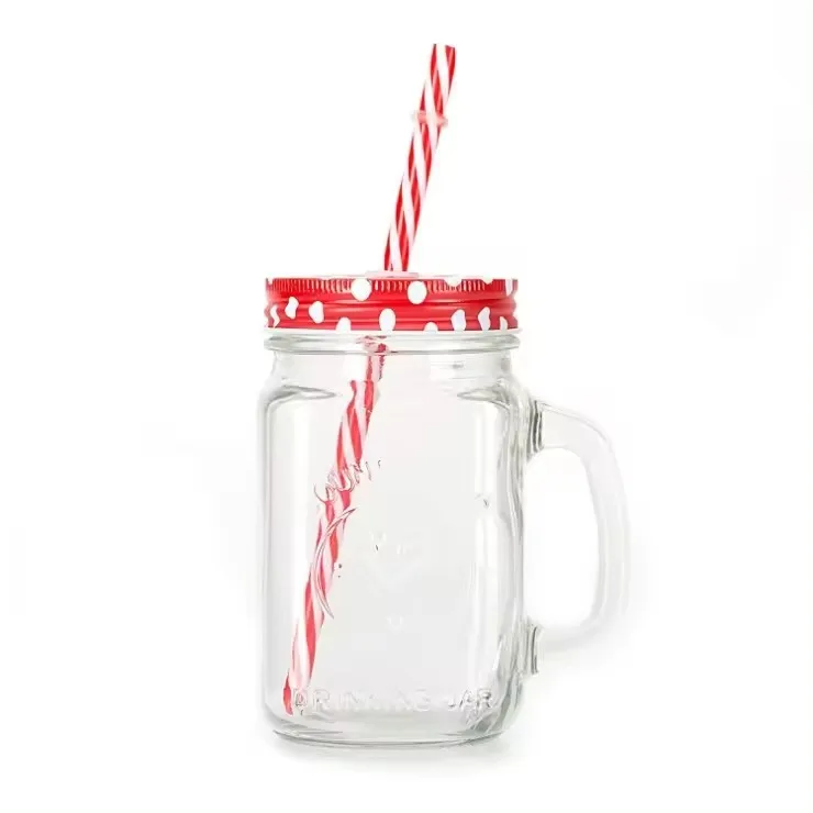 Wholesale Free Sample 350ml 500ml 12oz 16oz Clear Can Shaped Glass Mason Drinking Jar With Lid And Straw