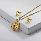 Necklace Sets 14k Gold Plated Flower Necklace Earring Jewelry Sets