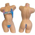 Ailangke Wholesale Rainbow Laser Exotic Dance Wear Stripper Outfits Sexy Summer Bikini Set