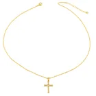 PONEES Hot Sale Hip Hop Style Diamond Cross Necklace Gold Plated Choker Jewelry Cross Necklace For Women