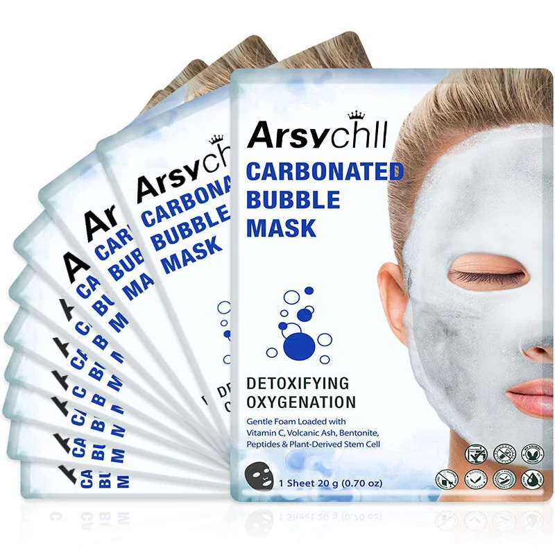 Private Label Korean Deep Cleaning Pore Purifying Carbonated Charcoal Sheet Beauty Mask Skin Care Facial Black Bubble Sheet Mask