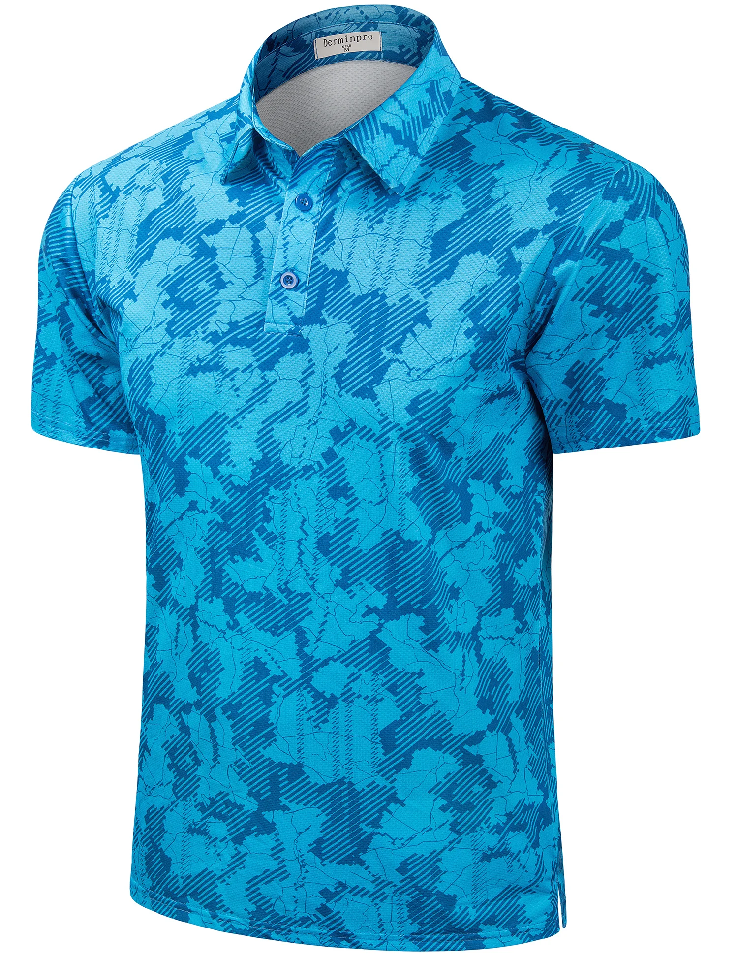 Custom Logo Men's Camo Golf Shirts Anti UV Protection UPF 50+ Moisture Wicking Short Sleeve Quick Dry Golf Polo T Shirt