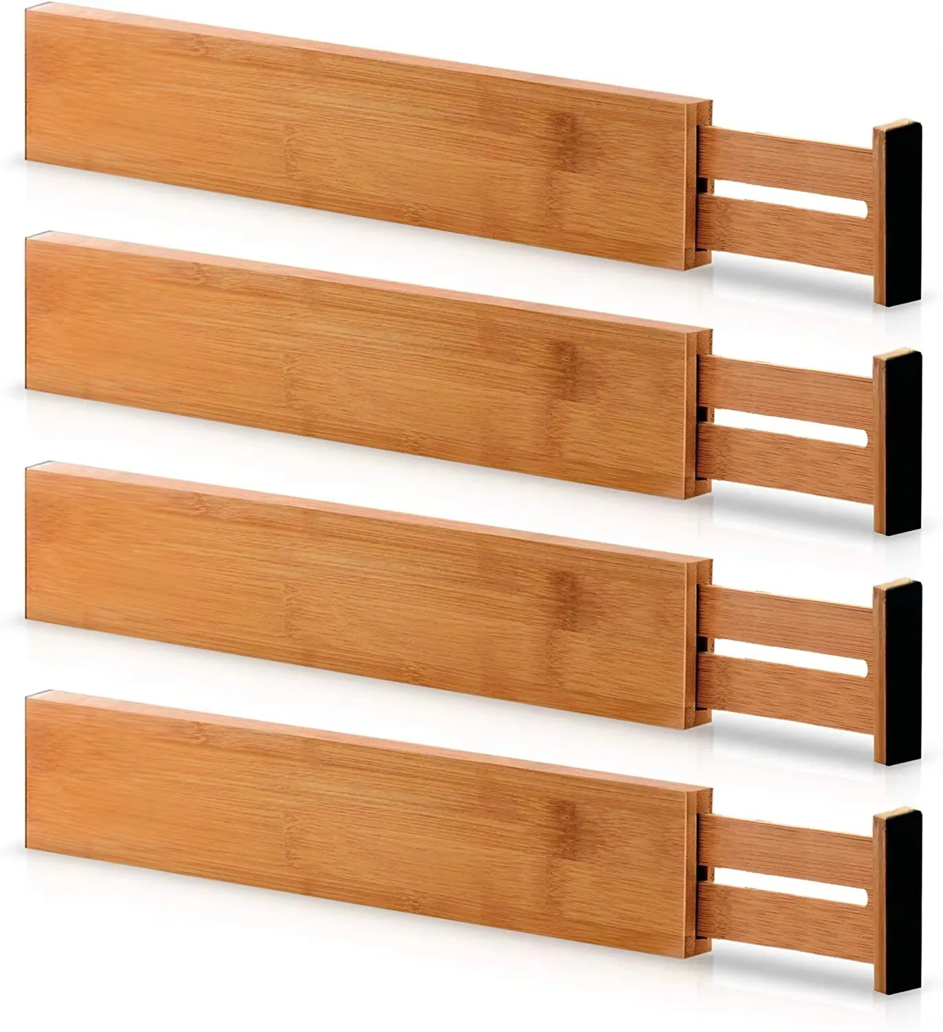 product wholesale 4 pack eco friendly bamboo storage drawers adjustable kitchen drawer organizers for office bathroom home clothing food-6