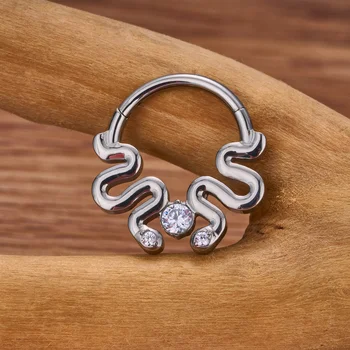 ASTM F136 G23 Titanium Gold Plated Septum Nose Ring Helix Cartilage Rook Hoop Earring Fashion Classic Hinged Clicker Segment