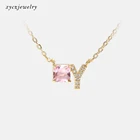 Necklaces Glass Trendy Initital Necklaces 18k Gold Plated Glass Letter A Y M Jewelry Pendant Necklaces