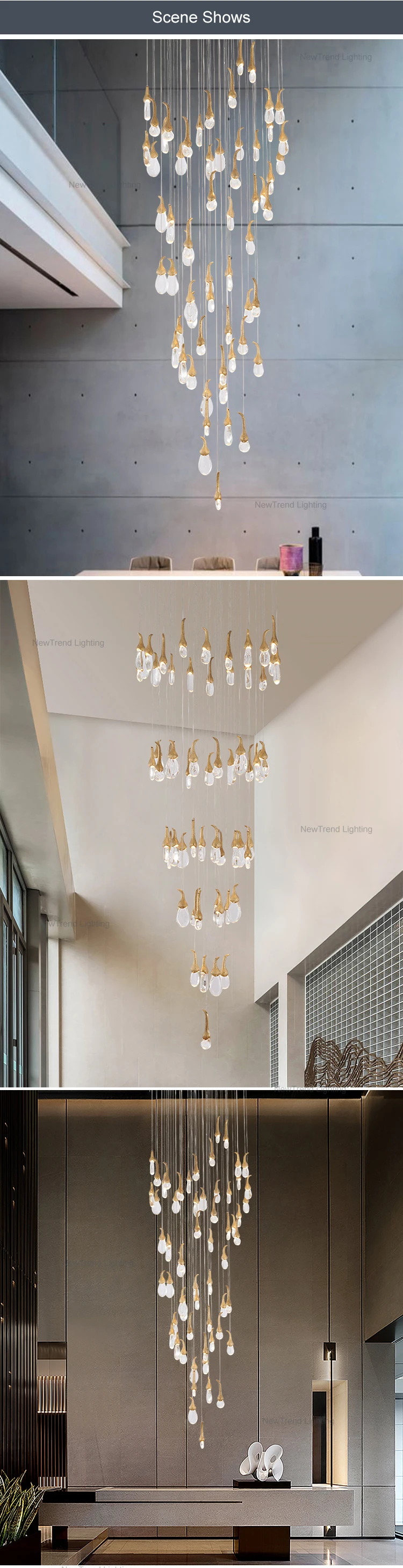 DZ-021 Modern Style Residential Decoration Living Room Dining Room Brass Color Glass LED Pendant Light supplier