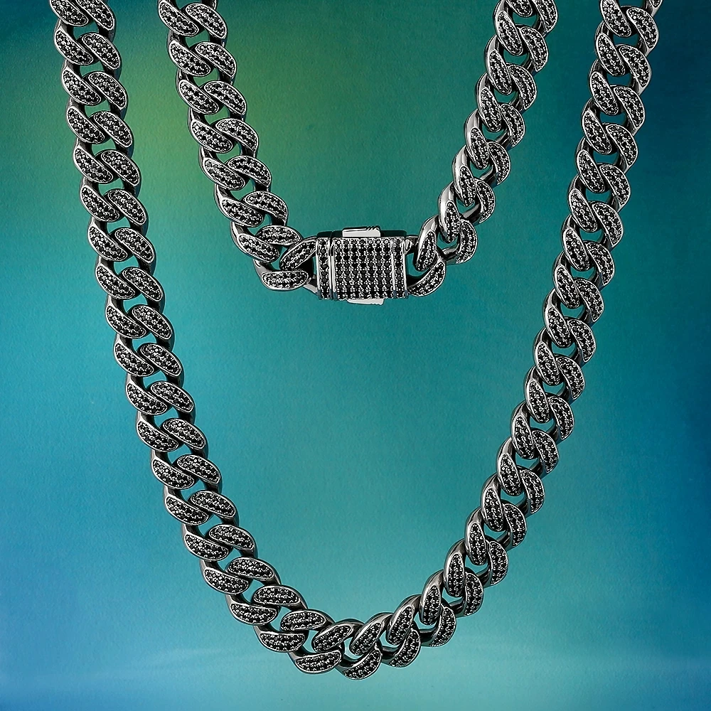 Krkc\u0026co 12mm Black Cuban Link Chain 