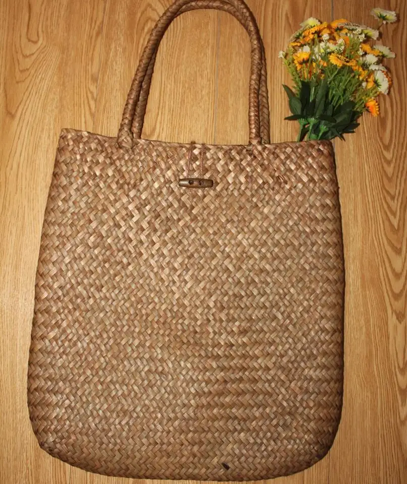 Women Summer Straw Large Tote Bag Beach Casual Shoulder Bag Handmade Basket Storage Shopping bag