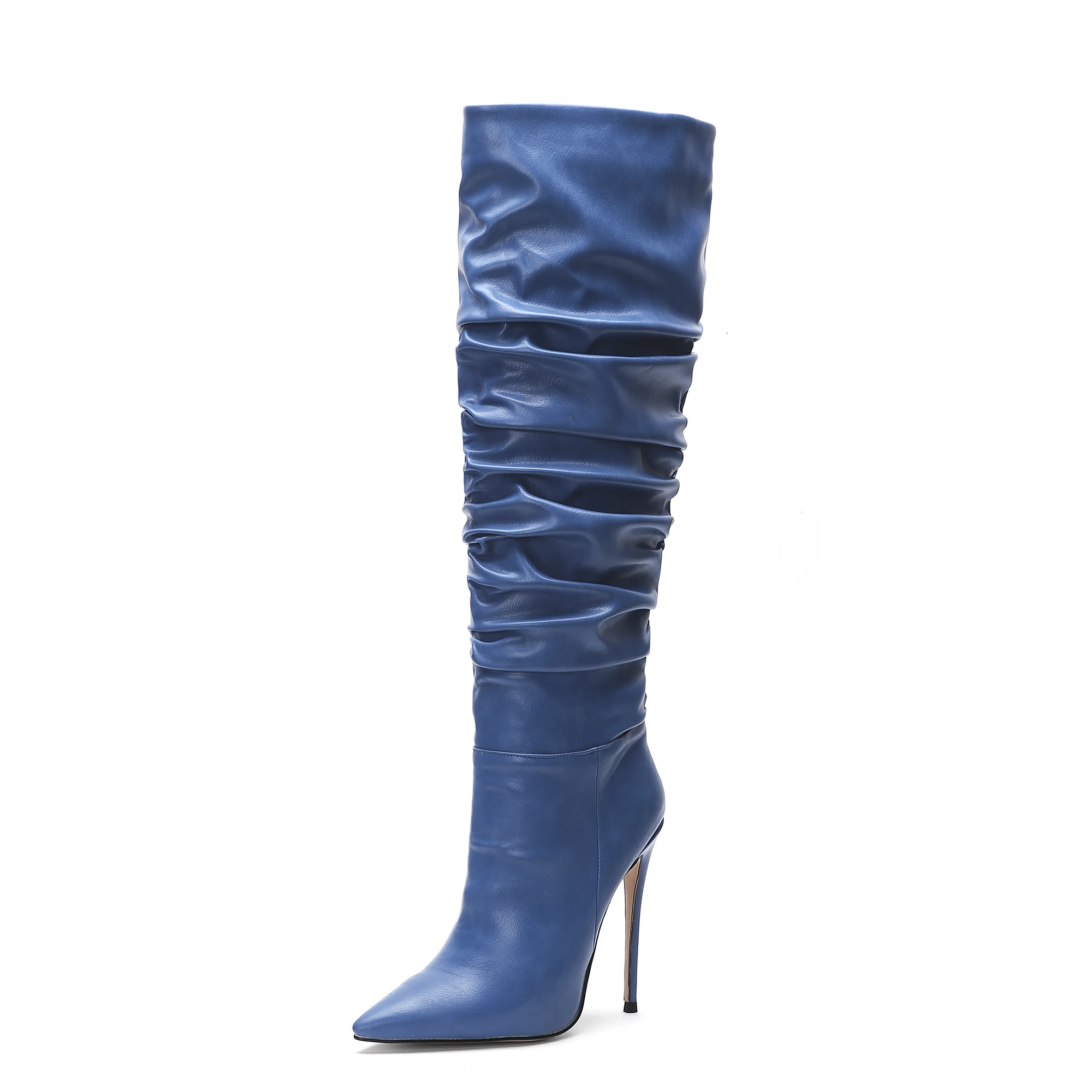 ruched knee length boots