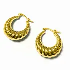 Hoop Gift 18K Gold Plated Croissant Earring Twisted Hoop Earrings For Women Chunky Jewelry Gift