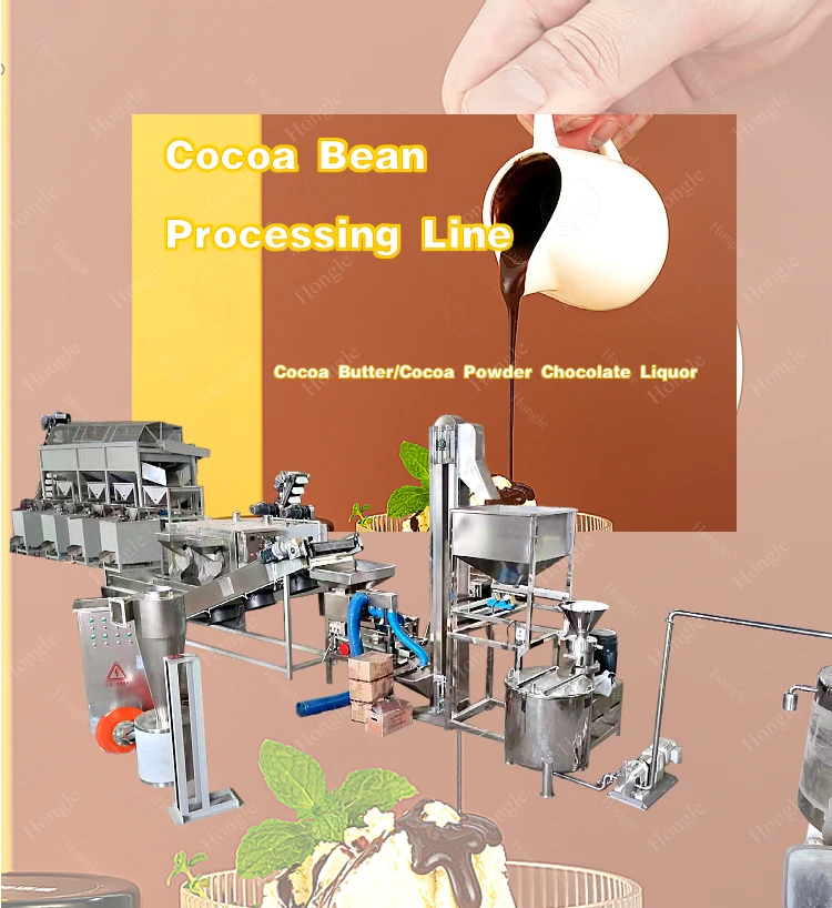 High Efficiency Cacao Bean Powder Production Making Machine Line Price Butter Cocoa Processing Plant details