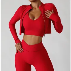 RTS High Elastic Comfortable Workout Jackets Women Quick Dry Breathable Gym Jackets Front Zipper Slim Body Fitness Yoga Jackets