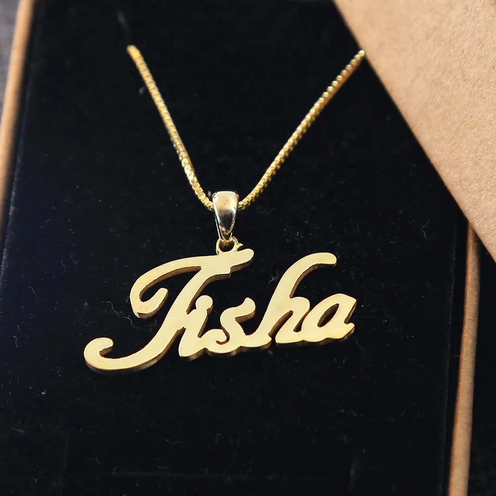 Gold Plate Name Necklace Custom 