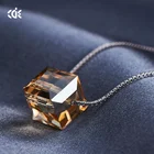 Gem Stone Necklace Stone Custom Alloy Collana Donna Crystal Gem Cube Necklace Stone 2020 For Women