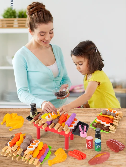 Kids BBQ Grill Toy Plastic Kitchen Cooking Play Sets for Girls Boys Toddler BPA-Free Safety Learning Toys factory