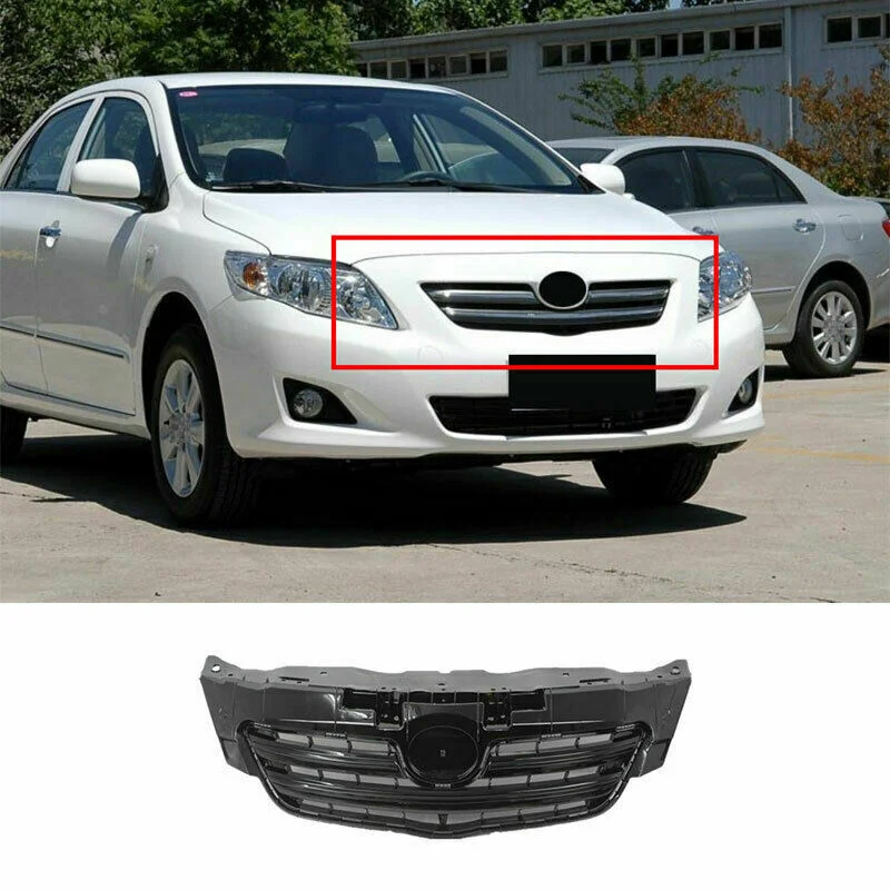 məhsul avtomobil avtomobil hissələrinin dəyişdirilməsi toyota corolla 2007 2008 2009-35 üçün qara ön üst bamper şəbəkəli barmaqlıq