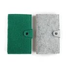 Wallet Upin Custom 2 Tone Green Grey Felt Wallet Card Business Travel Passport Card Cover Bag With Fasten Snap