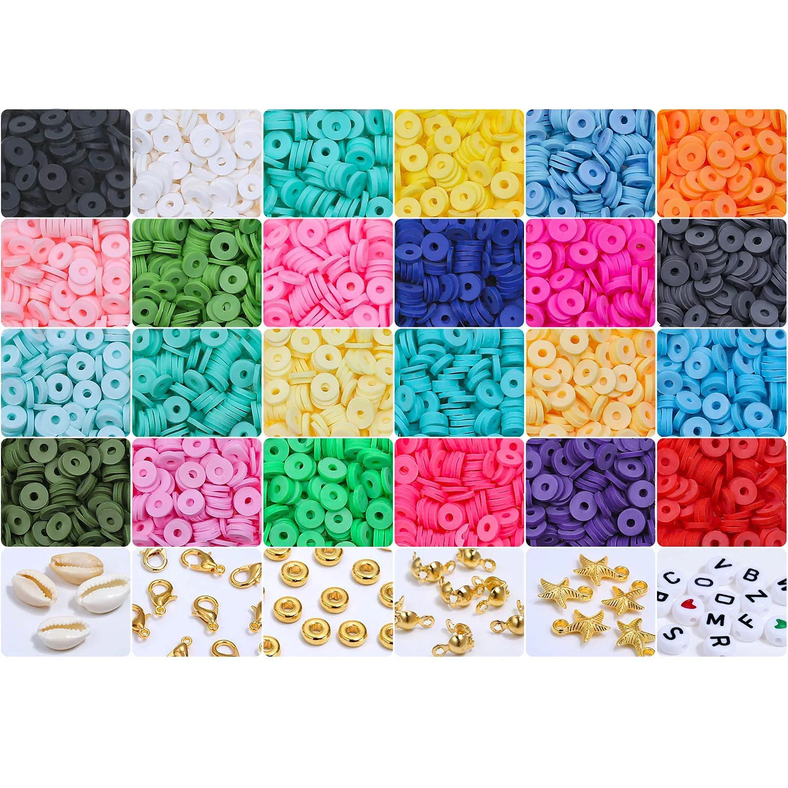 5310pcs Hot Selling Colored Soft Ceramic Beads DIY Handmade Letter Loose Beads Sets Flat Clay Beads