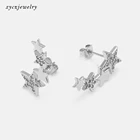 Star Earrings Star Classic Party Gift Gold Plating 3A White Zircon Shiny Star Stud Earrings