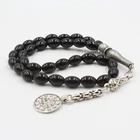 Beads Cheap 9x6mm Oval Black Glass Beads Tasbih 33 Beads Worry Prayer Beads Tasbeeh Masbaha-Subha Rosary