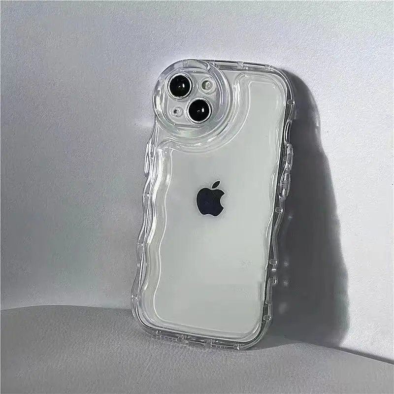 For Apple iPhone 15 14 13 New Wave Airbag Shockproof Mobile Cover Transparent anti-drop Cell Phone Case