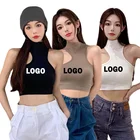 Tank Top Casual Factory Price White Crop Ribbed Vest Unique Turtleneck Camisole For Woman Tank Top